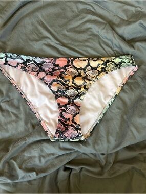 Xhilaration Pink and Black Snake-Print Bikini Bottoms